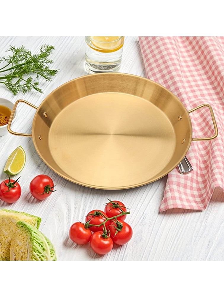 Polished Steel Paella Pan Perfect for Camping and Outdoor Cooking with Riveted Chrome Plated Handles Dishwasher Safe Eco-Friendly Rust Proof Coating 9inch 12inch Gold - BNT3FL0ED