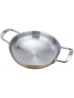 Professional Non-Stick Stainless Steel Paella Pan Widened Handle Non-Slip Bottom Universal for All Heating Sources for Home,Restaurant-Silver||18cm - BHHOBPKLT