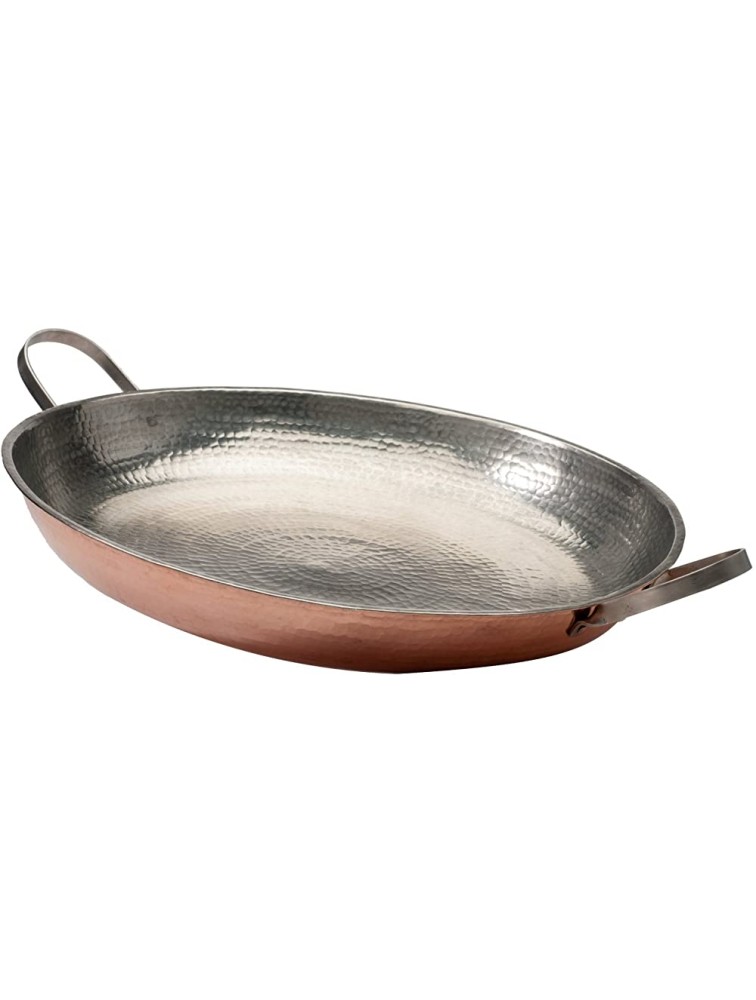 Sertodo Copper Alicante Paella Cooking Pan with Stainless Steel Handles Hand Hammered 14 Gauge 100% Pure Copper 18"" - BXN1LOS30