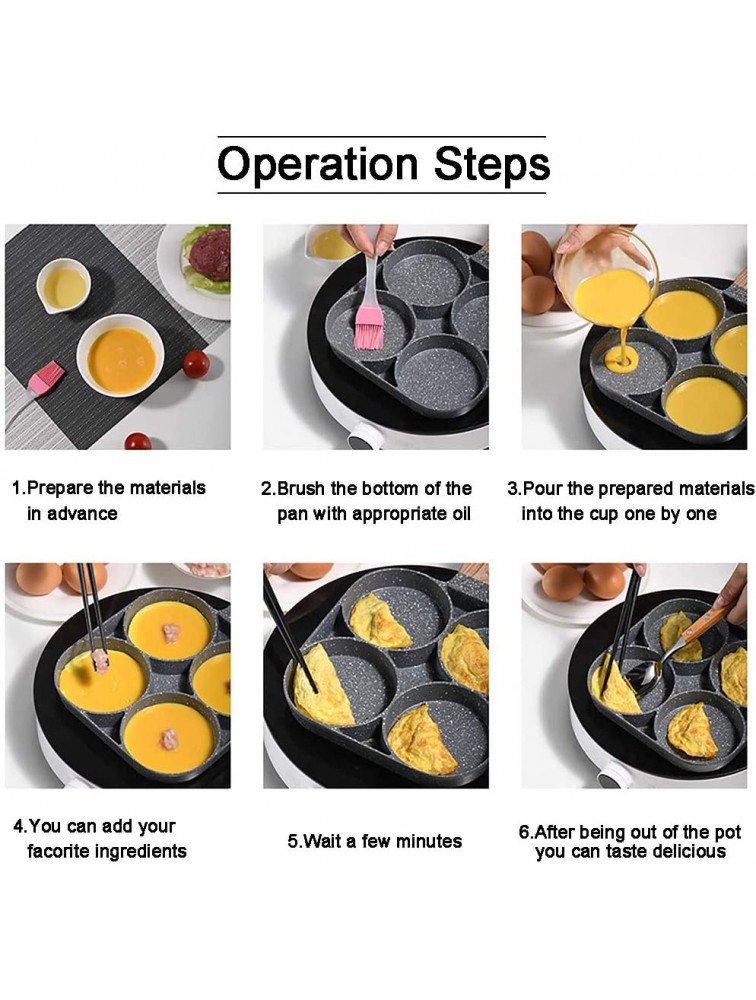 4-Cup Non Stick Egg Frying Pan Omelette Pan Egg Pan Pancake ,Aluminium Alloy Fried Egg Cooker Skillet With Wood Handle - B1Z4P68M7