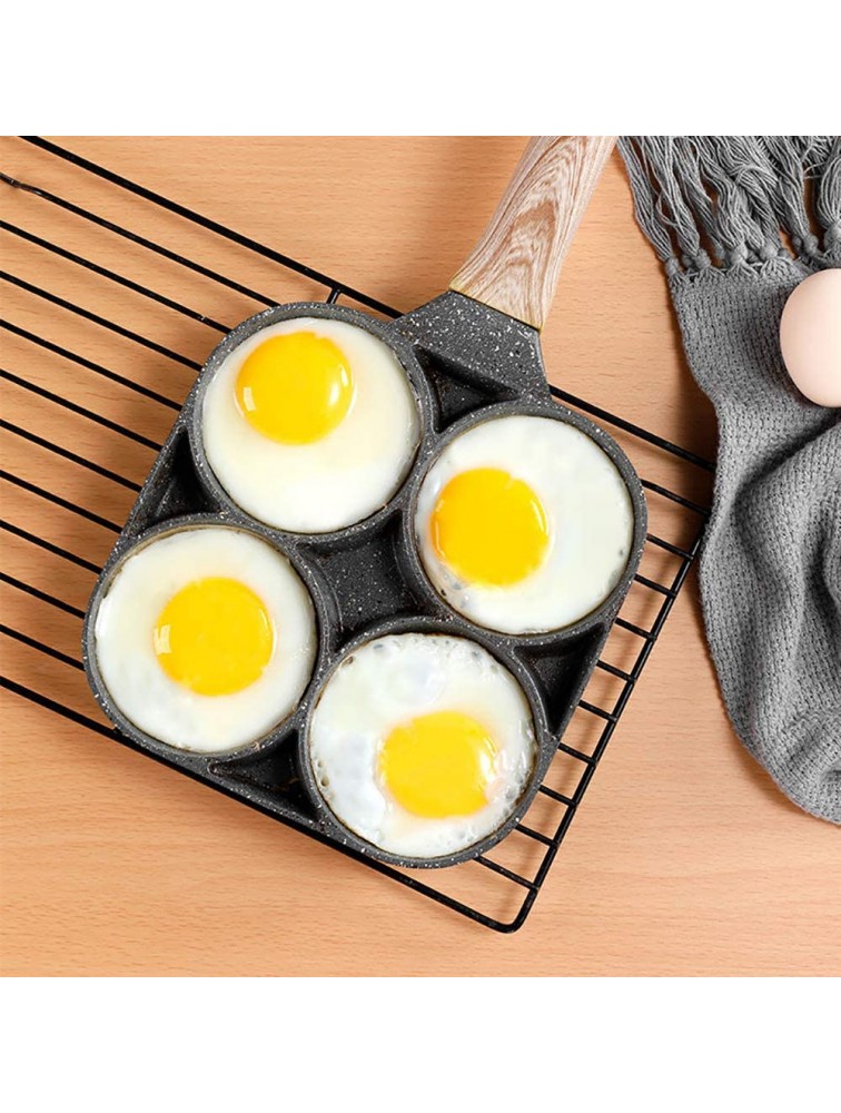 4-Cup Non Stick Egg Frying Pan Omelette Pan Egg Pan Pancake ,Aluminium Alloy Fried Egg Cooker Skillet With Wood Handle - B1Z4P68M7