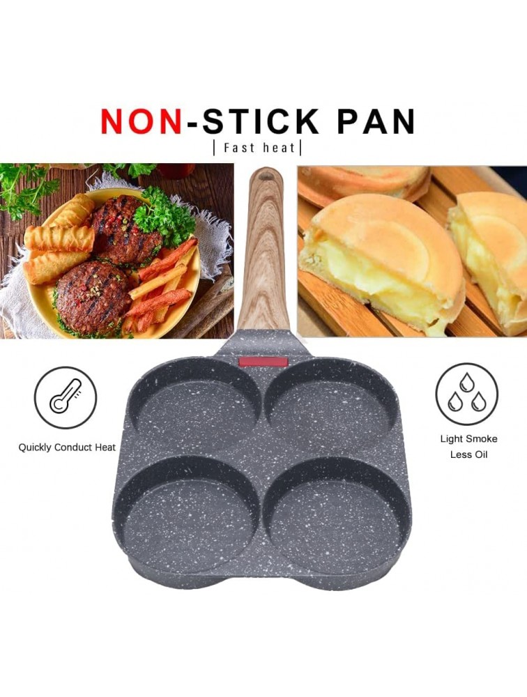 Egg Frying Pan Fried Egg Pan Nonstick 4 Cups Pancake Pan Aluminium Alloy Cooker For Breakfast Suitable For Gas Stove & Induction Cooker Black - BA9SQZJVT