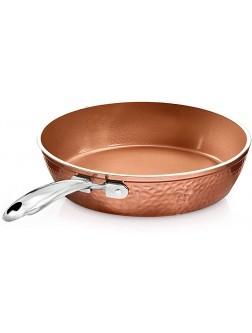 Gotham Steel 12” Nonstick Fry Pan – Hammered Copper Collection Premium Aluminum Cookware with Stainless Steel Handles Dishwasher & Oven Safe - BCWK7WBL2