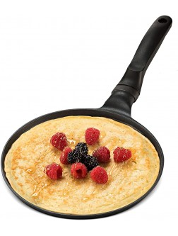 GOURMEX Black Induction Crepe Pan With PFOA Free Nonstick Coating | Ideal Induction Pan for Egg Omelet and Flat Pancake | Cookware Compatible With All Heat Sources | Dishwasher Safe 9.5" - BZ70G3IW3