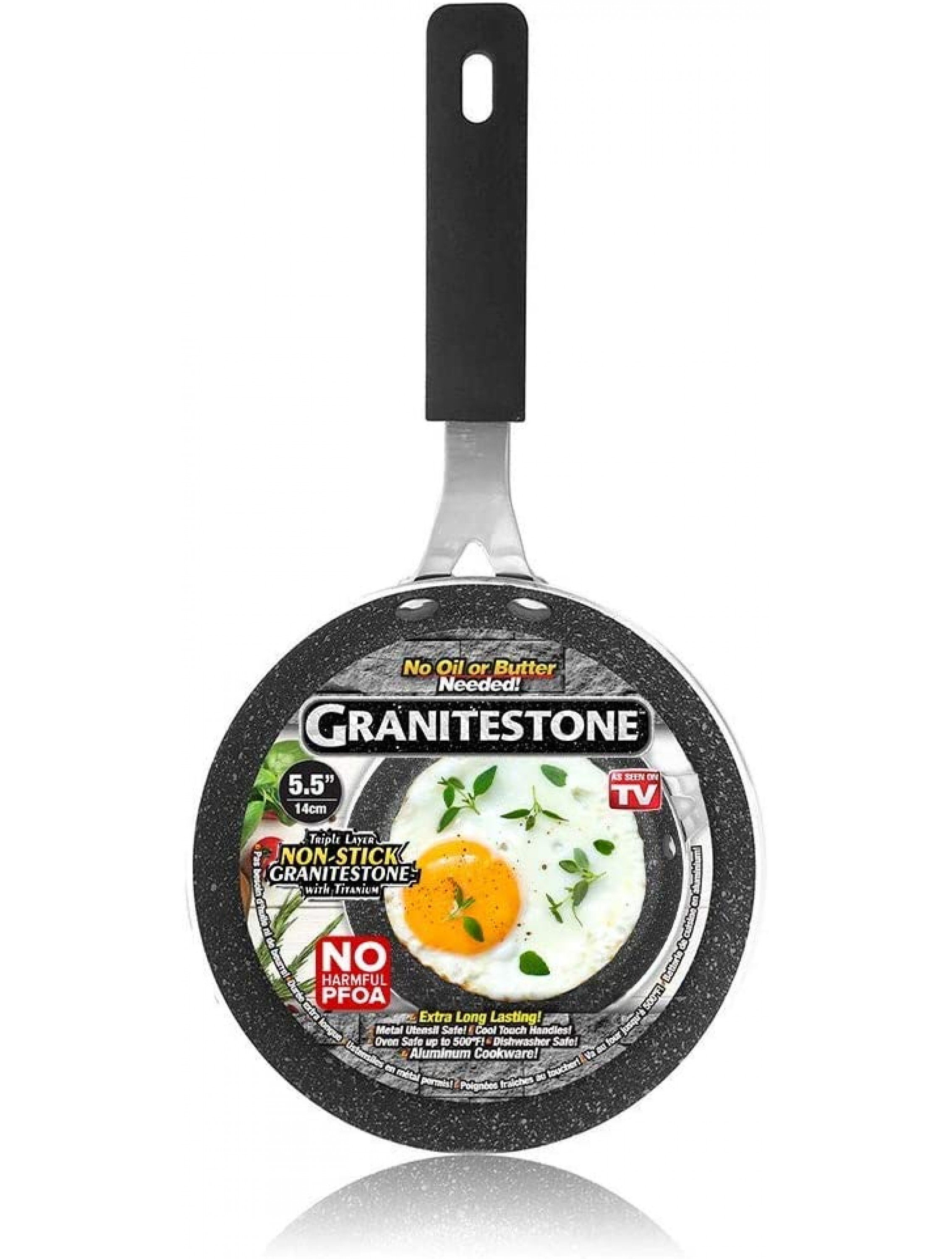 Granitestone Egg Pan 5.5 inches Nonstick Novelty-Sized Eggpan Omelet Pan with Rubber Grip Heat-Proof Handle Egg Frying Pan Dishwasher and Oven Safe Breakfast Pan PFOA-Free Fry Pan As Seen On TV - B9O3ZUGL0
