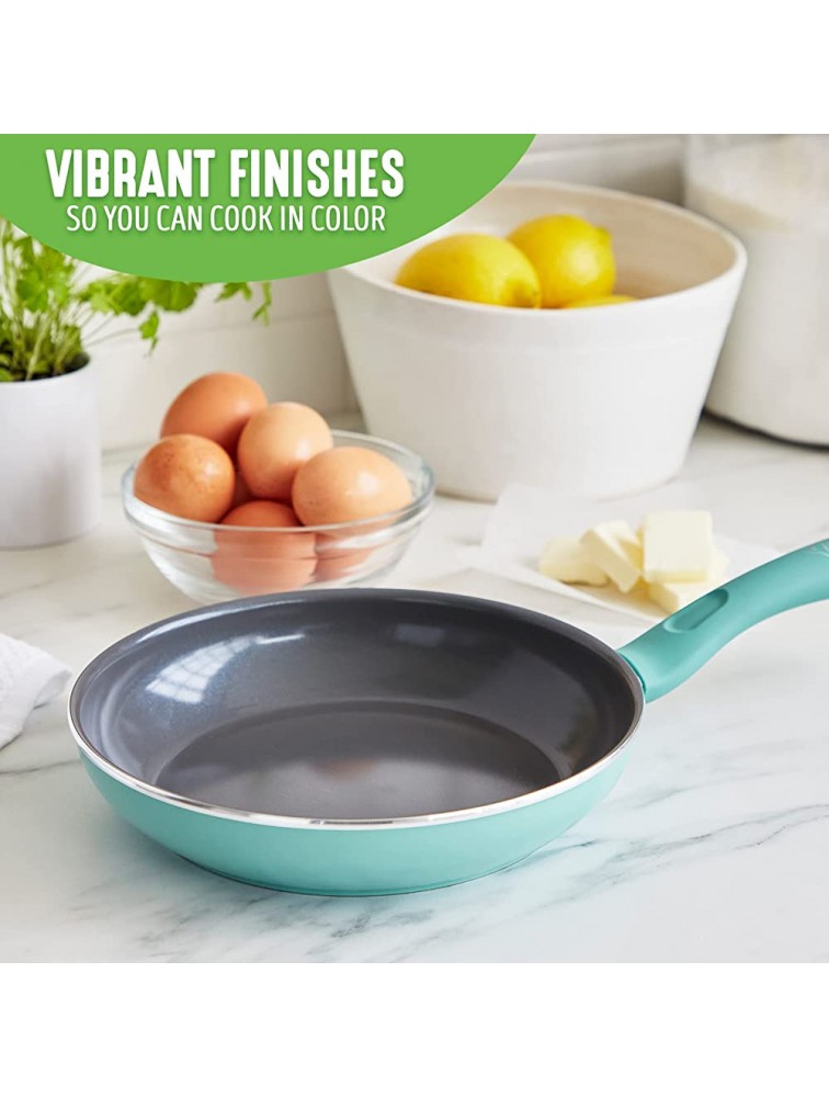 GreenLife Soft Grip Diamond Healthy Ceramic Nonstick 11 Frying Pan Skillet with Lid PFAS-Free Dishwasher Safe Turquoise - BKSBCEPLT