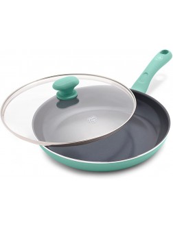 GreenLife Soft Grip Diamond Healthy Ceramic Nonstick 11" Frying Pan Skillet with Lid PFAS-Free Dishwasher Safe Turquoise - BKSBCEPLT