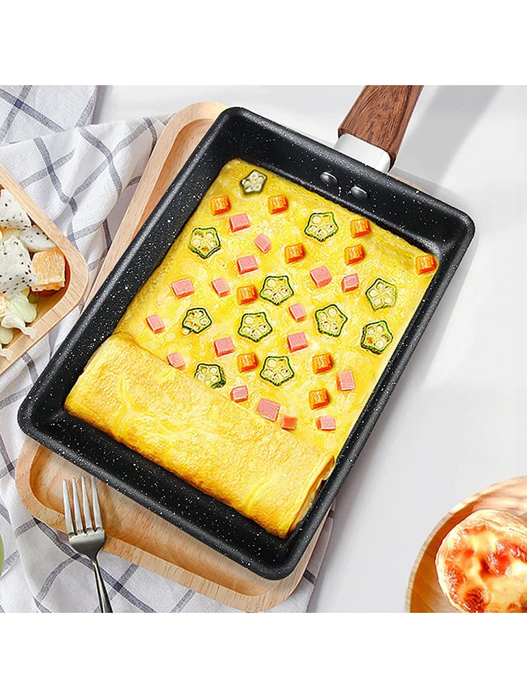 Japanese Omelette Pan 7.6” x 5.7”Non-Stick Tamagoyaki Egg Pan Small Frying Pan with Anti Scalding Handle，Rectangle Small Frying Pan with Silicone Spatula & Brush - BWK37Y156