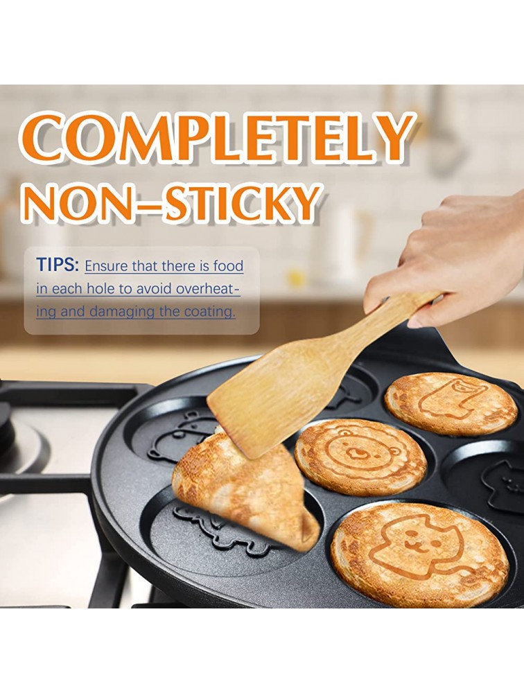 Non-stick Pancake Pan Animal Pancake Maker Pan with 7-Cup Mini Blini Pancake Mold for Kids Black - BTR34ZPB9