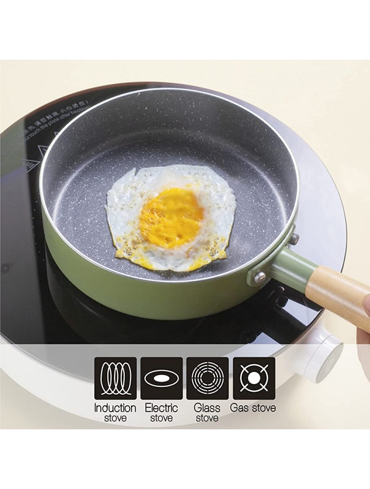 ROCKURWOK Nonstick Frying Pan Skillet 7 Egg Pan Round Omelette Pan Stay Cool Handle Green - BHTG49B4F