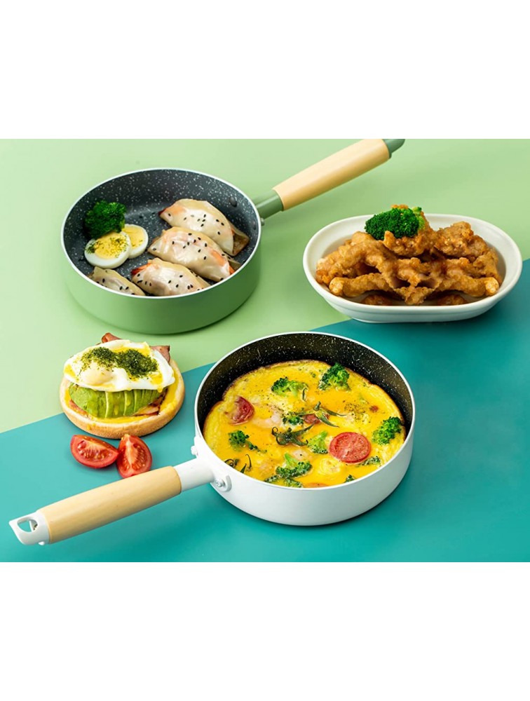 ROCKURWOK Nonstick Frying Pan Skillet 7 Egg Pan Round Omelette Pan Stay Cool Handle Green - BHTG49B4F