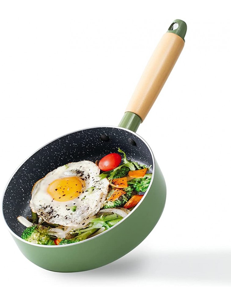ROCKURWOK Nonstick Frying Pan Skillet 7" Egg Pan Round Omelette Pan Stay Cool Handle Green - BHTG49B4F