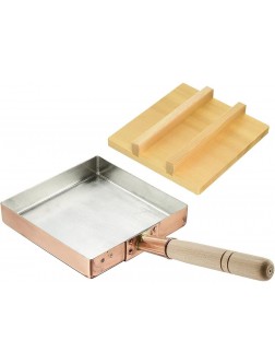 TIKUSAN Japanese Tamagoyaki Omelets Copper Pan with Wooden Lid 7.1 inch 18×18 cm Square Type Egg Pan - BYGOYWVN2