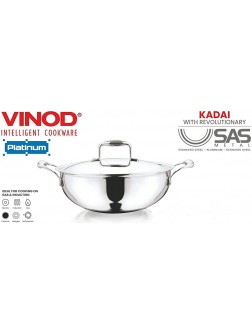 Vinod Platinum Extra Deep Kadai for Home and Kitchen 24cm 3.3 LTR,Stainless Steel - BLUA0WANS