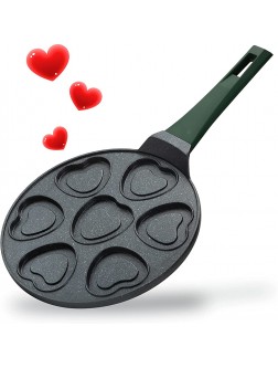 WINSDOM Pancake Maker Heart Shaped Cake Pans Mold Nonstick 10.6inch 7 Mold Induction Heart Cake Pans for Stove Top Mini Pancakes Maker Pan for Kids - B1GLXDRJM