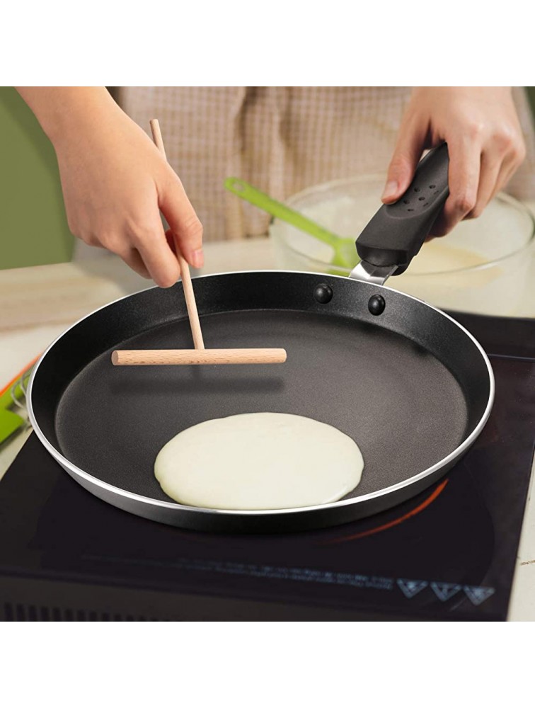 2 Pieces Non-Stick Crepe Pan Kitchen Omelette Frying Pan Pancake Cooking Skillet with Crepe Spreader and Spatula for Kitchen Cooking Tools - BUWK8FT63