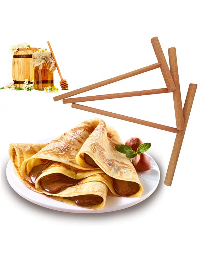 Crepe Spreader Sticks 3 Set | 3 Pcs | 7 5 3.5 Inches Crepe Spreader Sticks | Convenient Sizes to Fit Any Crepe Pan Maker All Natural Handmade Beechwood T-Shape Construction - BQCO4T9PY
