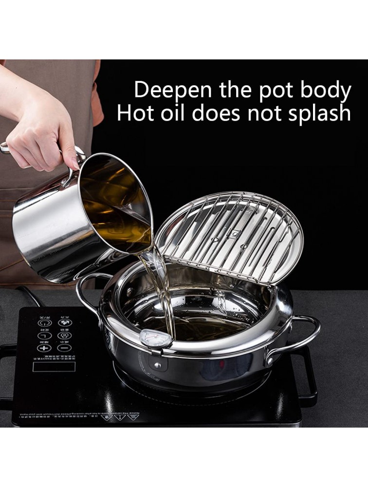 Deep Frying Pot Tempura Fryer Pan with Thermometer Lid Stainless Steel Oil Drainer Wire Rack Kitchen Fried Cooking Tool - BD046GIFH