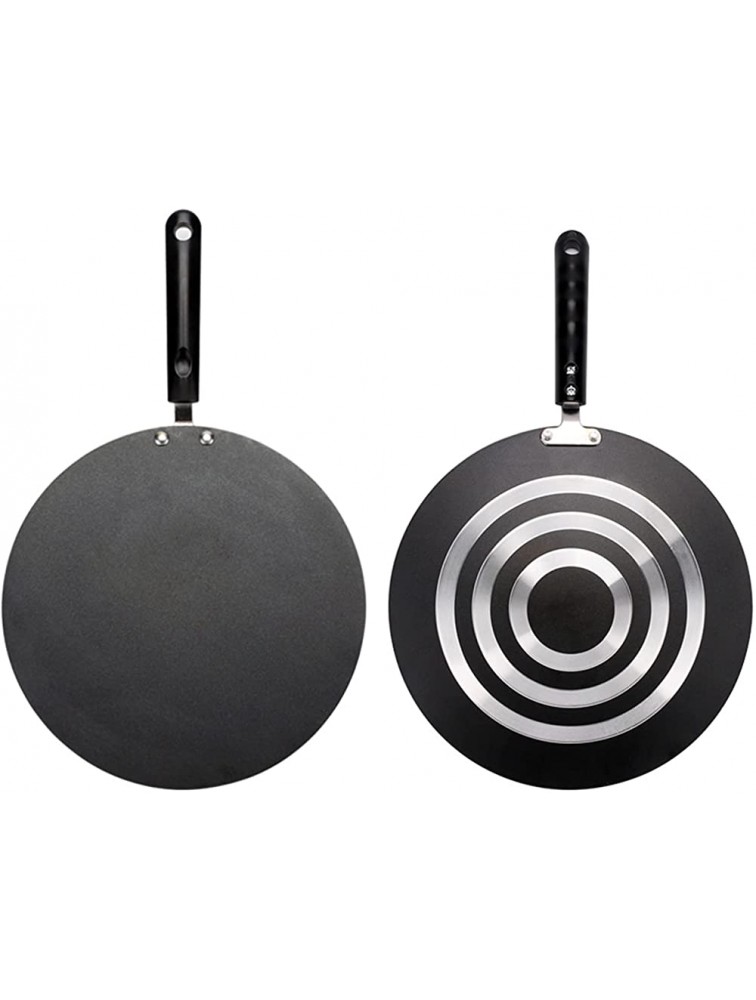 DERCLIVE Crepe Pan Non-Stick Flat Skillet Tawa Griddle Crepe Pan with Long Handle for Pancakes - BKQVILQJM