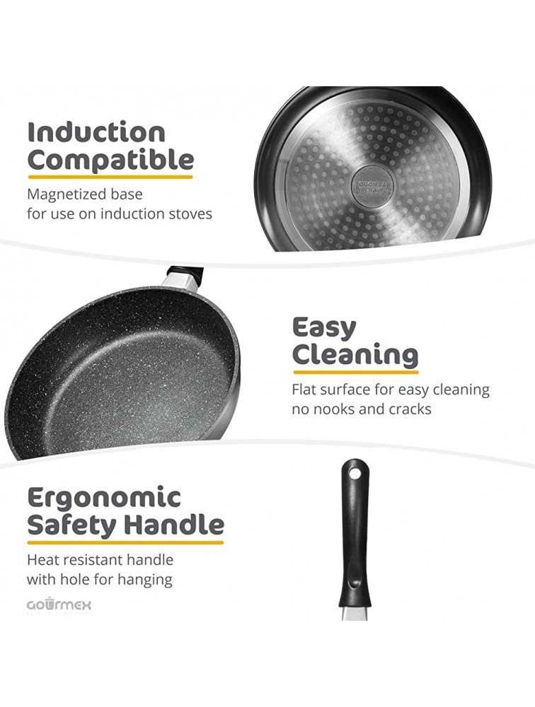 GOURMEX 8 Induction Fry Pan Black | Small Nonstick Skillet for Omelets and Sauteing Vegetables 8 Fry Pan - BNZDZDSSD