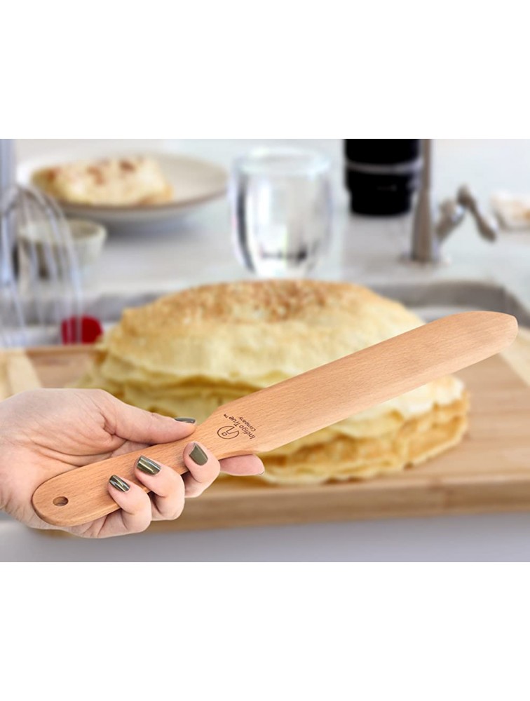 Indigo True The Original Crepe Spreader and Spatula Kit 2 Piece Set 6” Spreader and 14” Spatula Convenient Size to Fit Large Crepe Pan Maker | All Natural Beechwood Construction - B5MAWDXSY