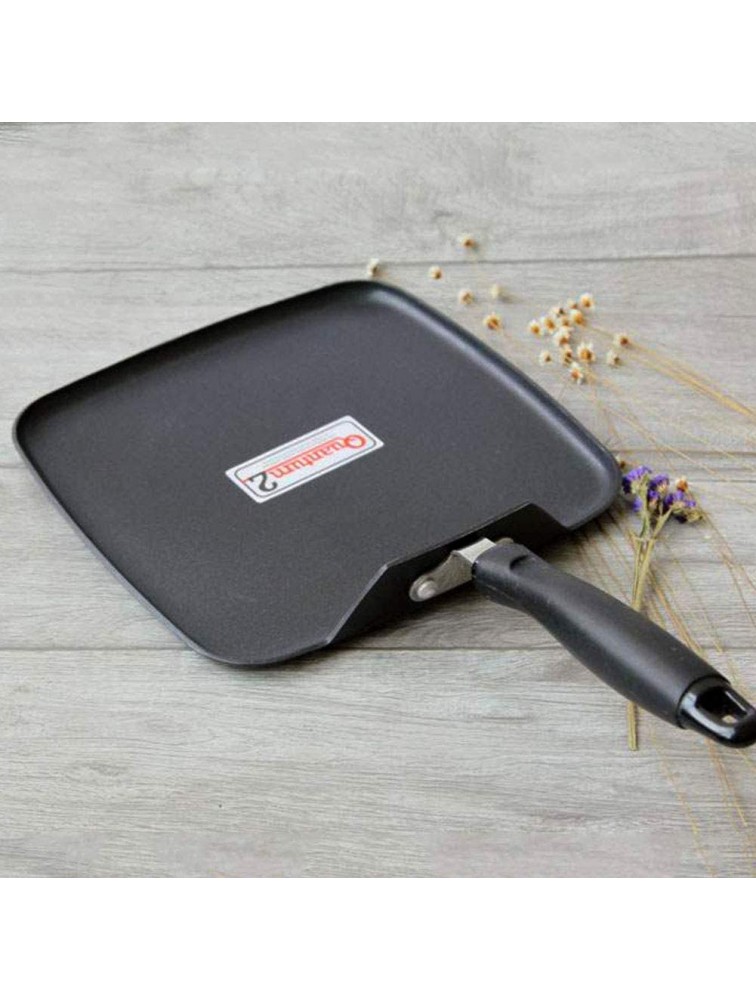 Nonstick Square Griddle Pan crepe pancake frying pan aluminum for steak pizza frying eggs restaurant hotel and household,10'' - BWRG4OPON
