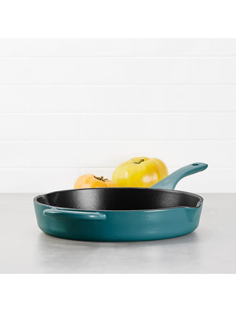 Ayesha Curry Home Collection Enameled Cast Iron Skillet Fry Pan with Pour Spouts 12 Inch Twilight Teal - B9D6U5EJE