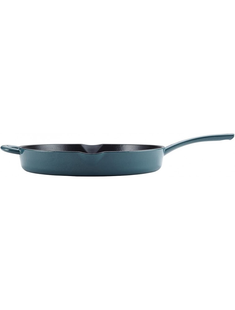 Ayesha Curry Home Collection Enameled Cast Iron Skillet Fry Pan with Pour Spouts 12 Inch Twilight Teal - B9D6U5EJE