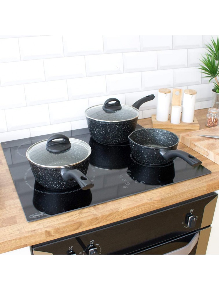 Blackmoor 65740 7” 2 Quart Saucepan With Lid Stylish Black Marble Finish Non-Stick & Anti-Scratch Cool Touch Handle Suitable for Induction Electric and Gas Hobs - BWPIA2XLW