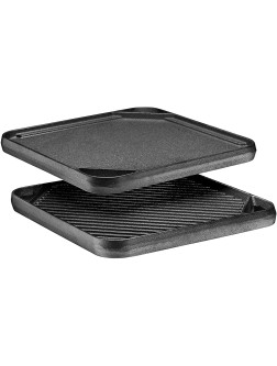 Bruntmor Gas Stovetop Pre-Seasoned Square Cast Iron Reversible Grill Griddle Pan 10 x 10" Skillet with Dual Handles Durable Frying Pan Camping Skillet Oven and Grill safe w  Grill & Smooth Side. - BTJXNAGU3