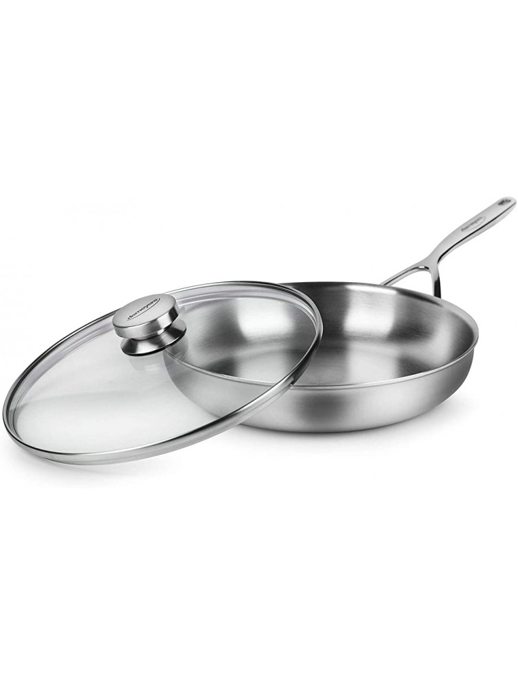 Demeyere 11" Fry Pan with Glass Lid 5-Plus Series 5-ply Stainless Steel Made in Belgium - BDAV2U6O9