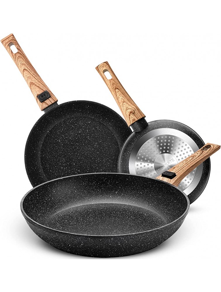 DRICKATE Frying Pan Set Nonstick Skillet Set for Induction Cooktop with Detachable Handle Marble Coating Frying Pan Nonstick 8 Inch+9.5 Inch +11 Inch 3PCS - BXX10VLCS