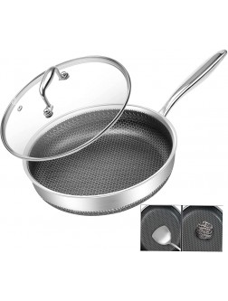 Frying Pan Nonstick Metal Utensil Safe Skillet with Lid 10 Inch Frying Pan with Lid Healthy Pfoa-Free Dishwasher Safe Suitable for All Cooktops - B8N0H9Q78