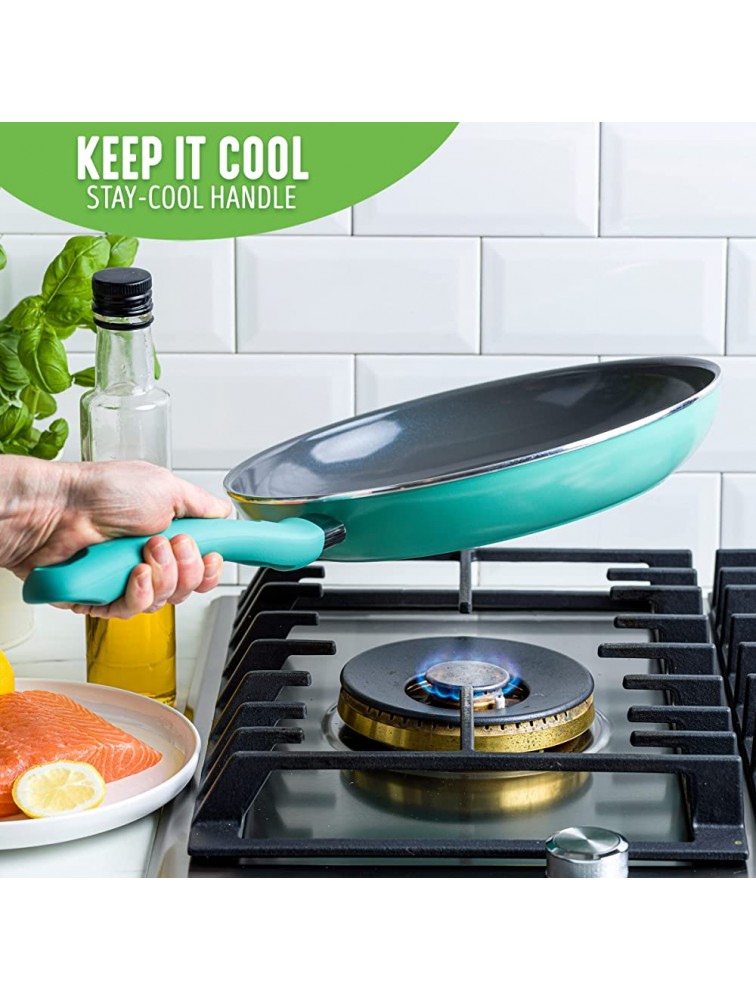 GreenLife Soft Grip Diamond Healthy Ceramic Nonstick 8 Frying Pan Skillet PFAS-Free Dishwasher Safe Turquoise - B0MIXZF6E