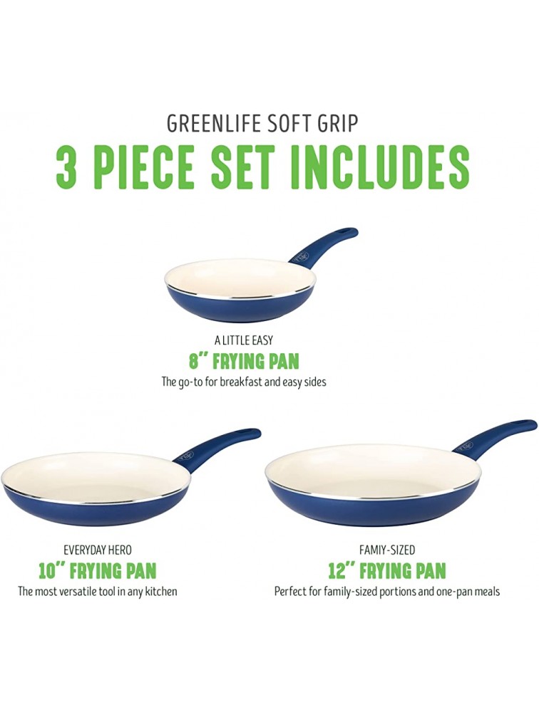 GreenLife Soft Grip Healthy Ceramic Nonstick 8 10 and 12 Frying Pan Skillet Set PFAS-Free Dishwasher Safe Blue - B0DU5B6B8