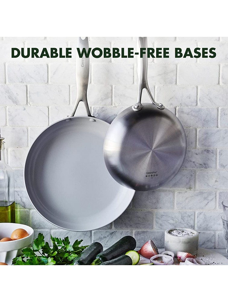 GreenPan Venice Pro Tri-Ply Stainless Steel Healthy Ceramic Nonstick 8 and 10 Frying Pan Skillet Set PFAS-Free Multi Clad Induction Dishwasher Safe Oven Safe Silver - BG3JJJX87