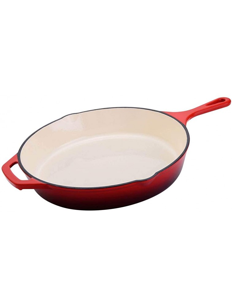 Hamilton Beach 12 Inch Enameled Coated Solid Cast Iron Frying Pan Skillet Red - BLUDOCC37