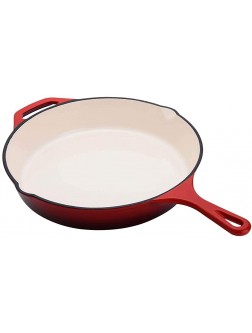Hamilton Beach 12 Inch Enameled Coated Solid Cast Iron Frying Pan Skillet Red - BLUDOCC37