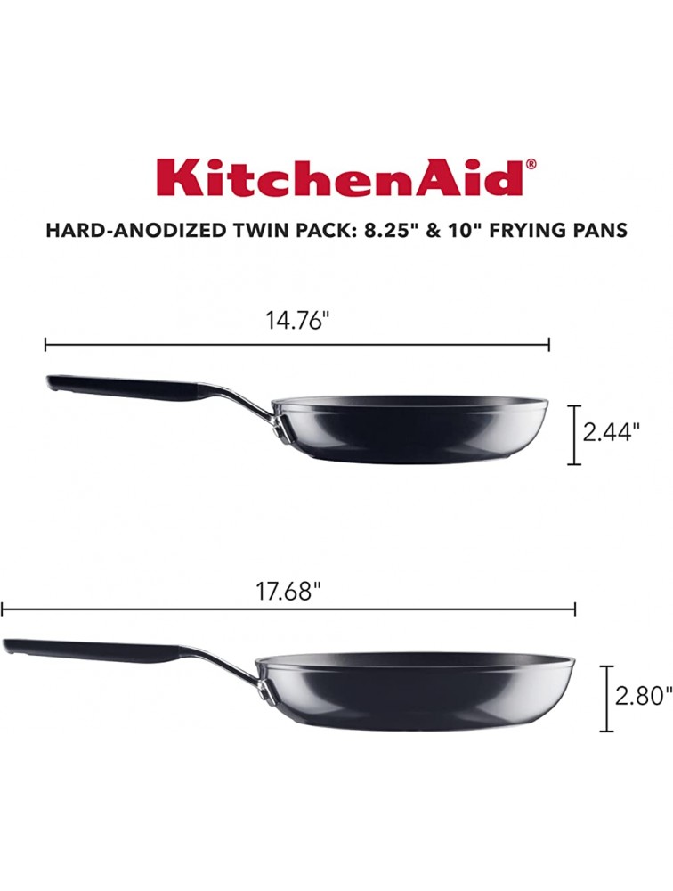 KitchenAid Hard Anodized Nonstick Frying Pans Skillet Set 8.25 Inch and 10 Inch Onyx Black - BWV571V4D