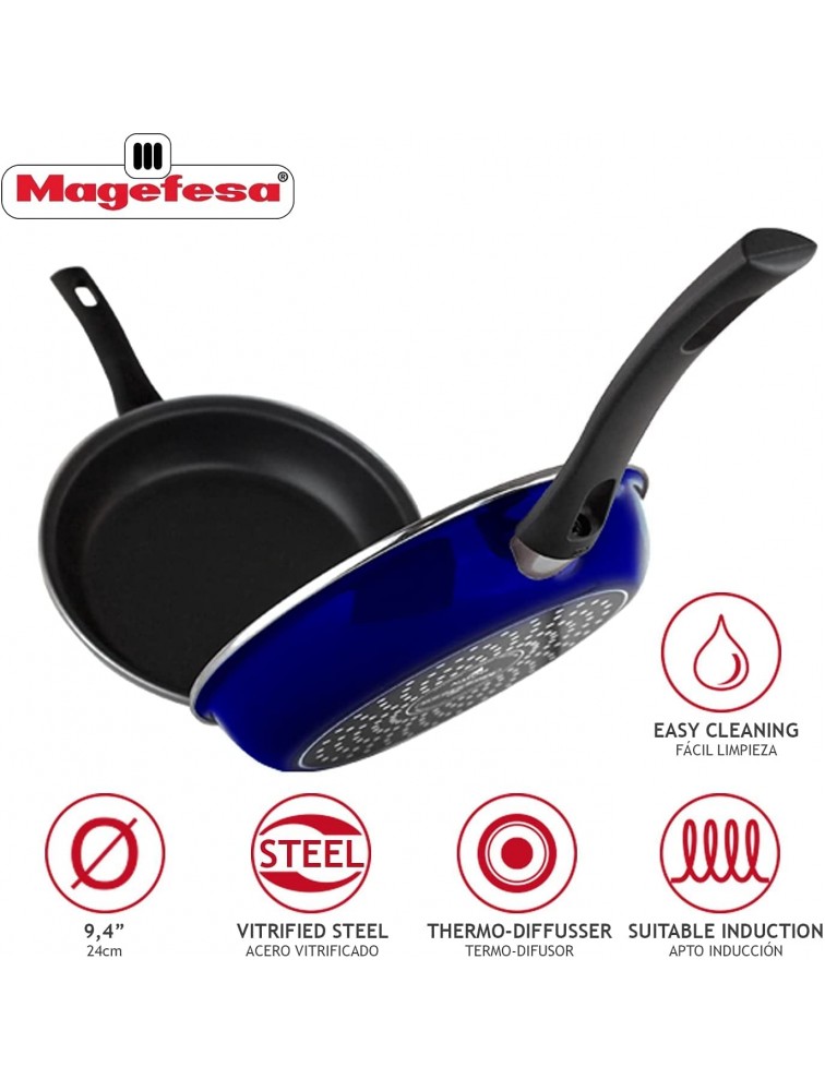 MAGEFESA Blue Frittata Pan. Double layer non-stick frying pan vitrified steel compatible with all types of fire including induction Dishwasher safe Ergonomic handle 9,4” BLUE - BEM43VNKD