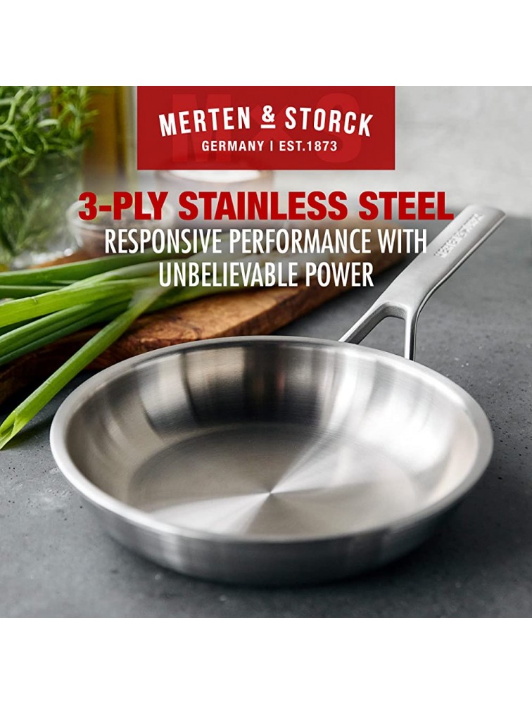 Merten & Storck Tri-Ply Stainless Steel Induction 8 Frying Pan Skillet Multi Clad Oven Safe Silver - BBRGRX1UF