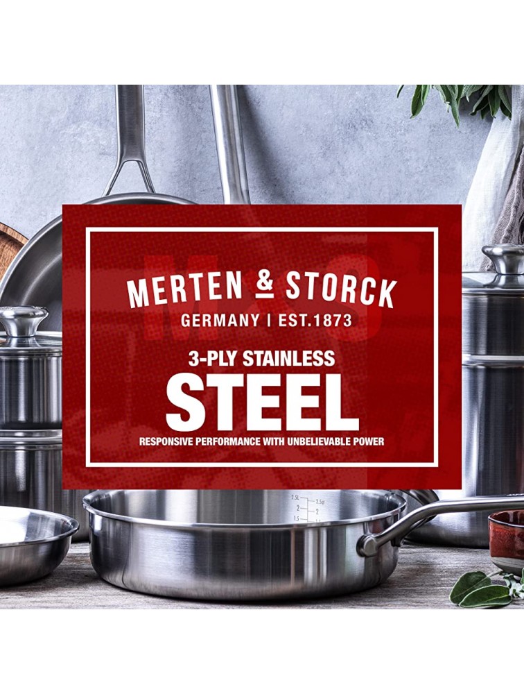 Merten & Storck Tri-Ply Stainless Steel Induction 8 Frying Pan Skillet Multi Clad Oven Safe Silver - BBRGRX1UF