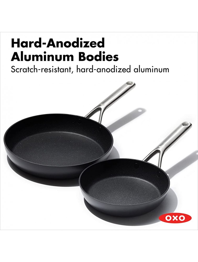 OXO Professional Hard Anodized PFAS-Free Nonstick 8 and 10 Frying Pan Skillet Set Induction Diamond reinforced Coating Dishwasher Safe Oven Safe Black - BPTZ11JG2