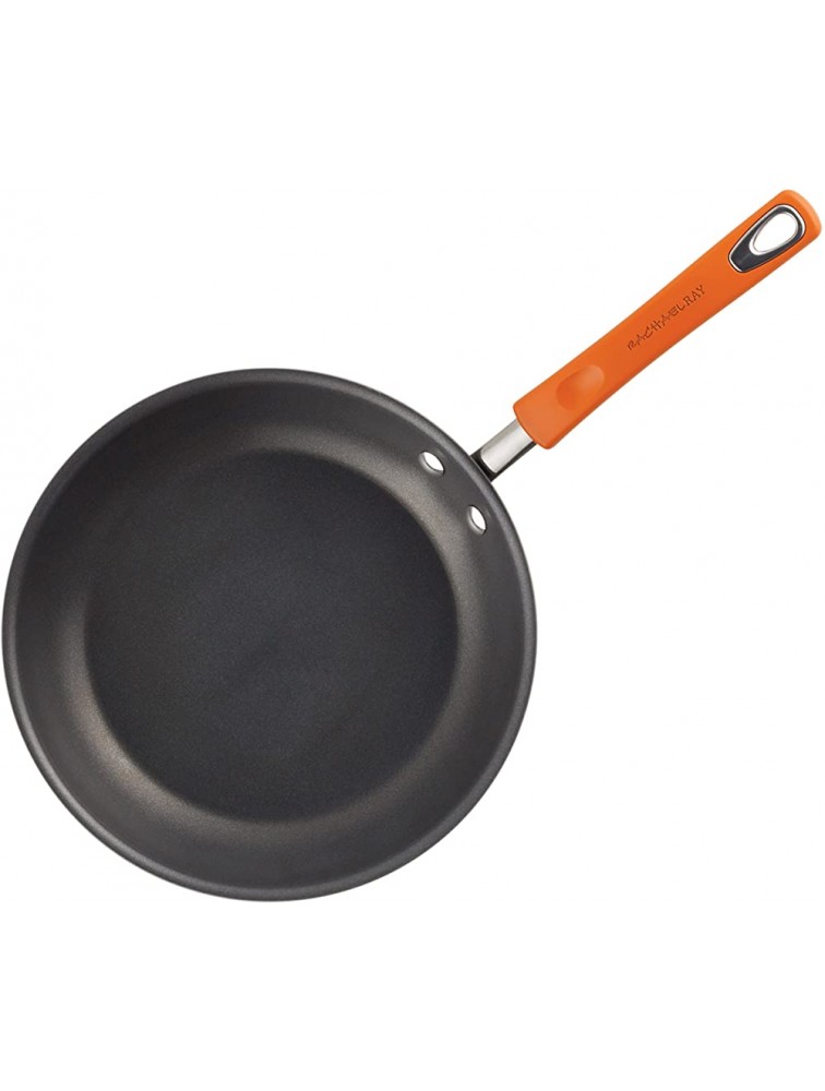 Rachael Ray Brights Hard Anodized Nonstick Frying Pan Fry Pan Hard Anodized Skillet 12.5 Inch Gray with Orange Handles - BPUDO2CZY
