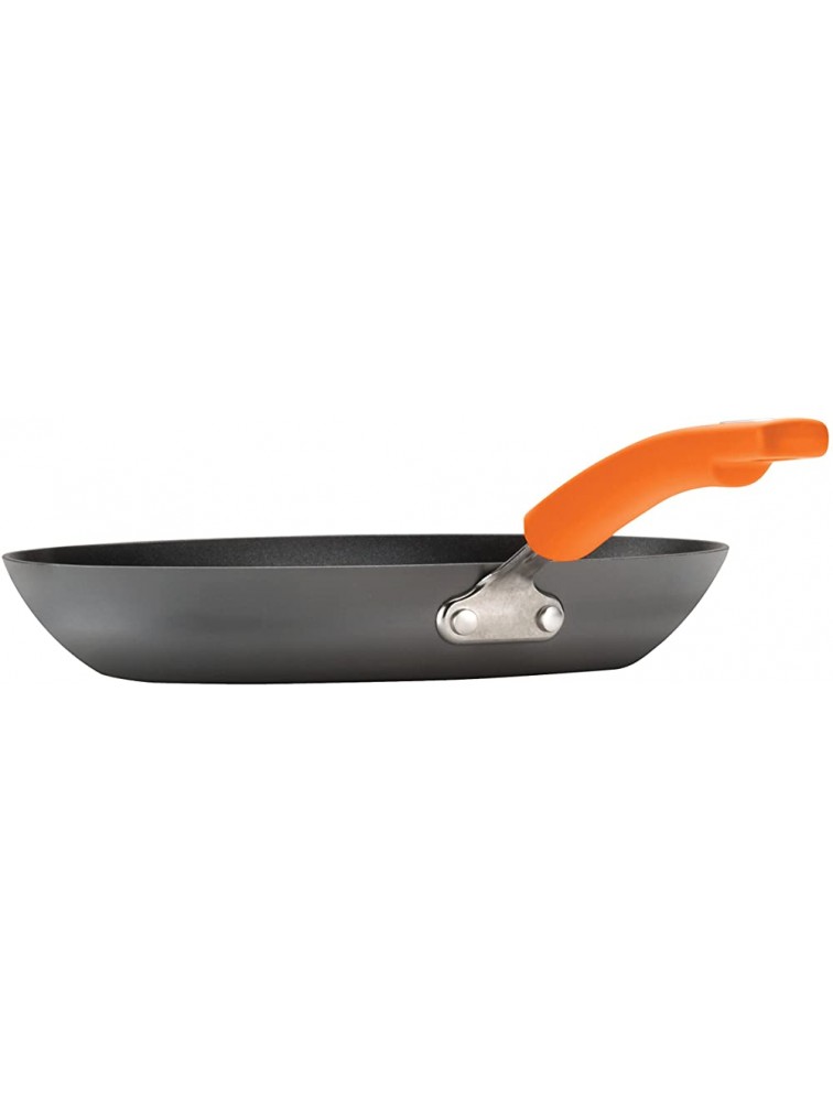 Rachael Ray Brights Hard Anodized Nonstick Frying Pan Fry Pan Hard Anodized Skillet 10 Inch Gray with Orange Handles - BKAOXXRNG