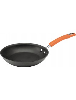 Rachael Ray Brights Hard Anodized Nonstick Frying Pan Fry Pan Hard Anodized Skillet 10 Inch Gray with Orange Handles - BKAOXXRNG
