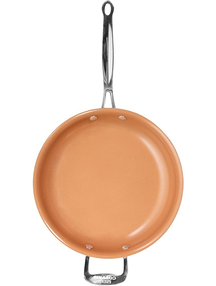 Red Copper 12 inch Pan by BulbHead Ceramic Copper Infused Non-Stick Fry Pan Skillet Scratch Resistant Without PFOA and PTFE Heat Resistant From Stove To Oven Up To 500 Degrees - BRQXED14M