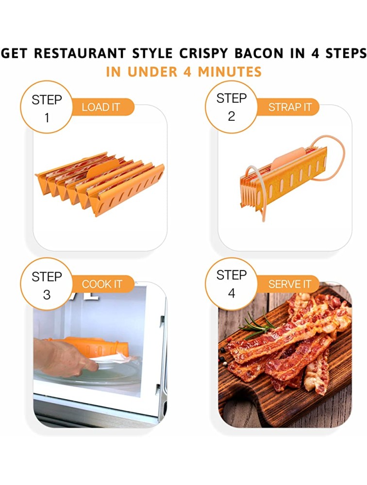 Bad Boy Bacon Maker Bacon Cooker For Microwave Oven Food-Grade Silicone Microwave Cookware Breakfast Maker Makes 6 Slices of Healthy Crispy Bacon in the Oven Cool Kitchen Gadgets Dishwasher Safe - BMOJMP6CR