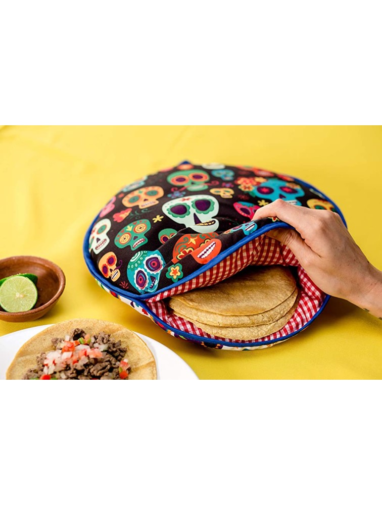 Largest! TWO SIDED Tortilla Warmer 12” Insulated and Microwaveable Fabric Pouch Keeps Them Warm for up to One Hour! Perfect Holder for Corn & Flour Insulated Keeper! By ENdeas - BQZ25T18A
