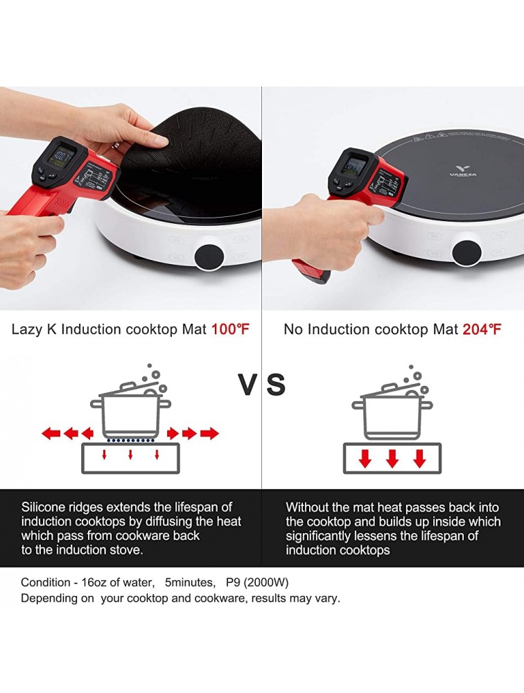 Lazy K Induction Cooktop Mat Silicone Fiberglass Magnetic Cooktop Scratch Protector for Induction Stove Non slip Pads to Prevent Pots from Sliding during Cooking 9.4 inches - BQYTF8GYB